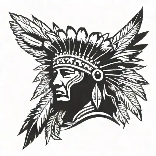 Native American Headress With African Tribal Sunrise Integrated