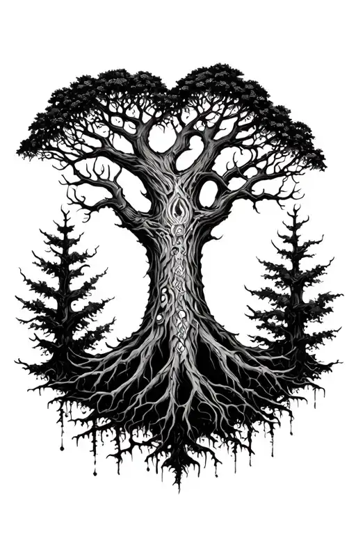 Vikin Ygg Drasil Tree Surrounded