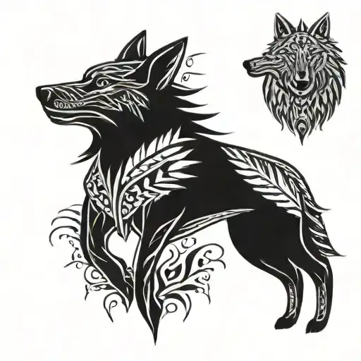 Native American With African Tribal Wolf Crest