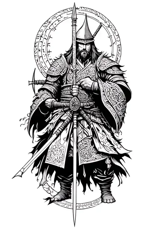 Norse Vegvisir And Japanese Ronin Warrior