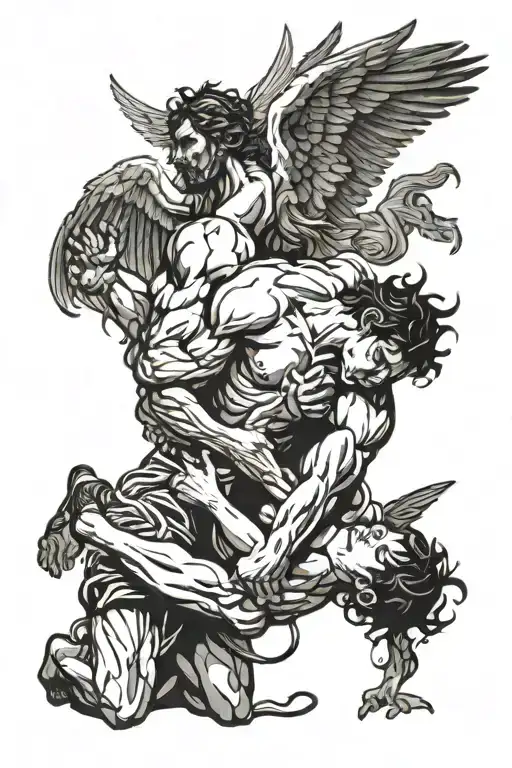 Jacob Wrestling With The Angel Roman Style