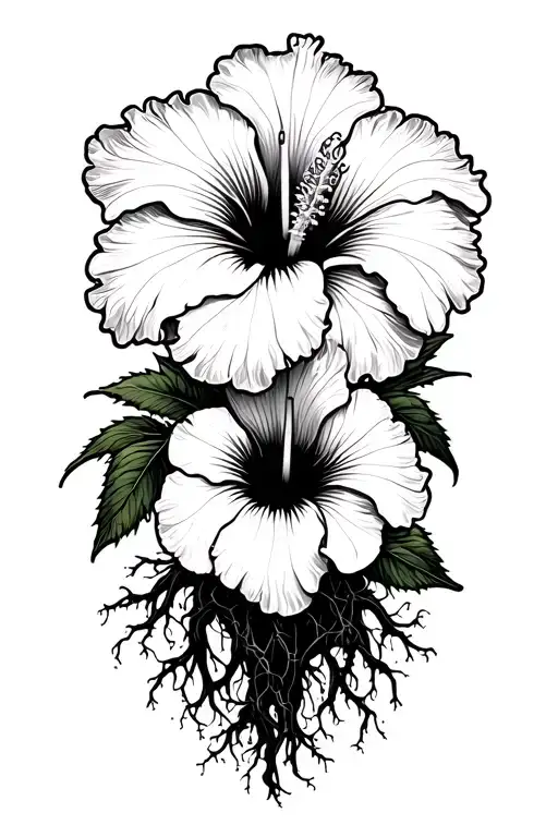 A Beautiful Hibiscus Flower With Roots