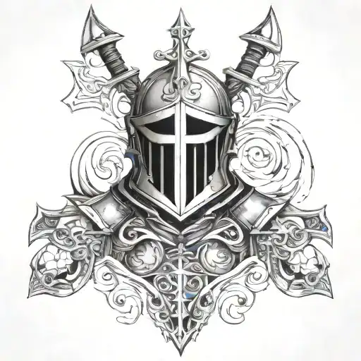 Cross And Knights Armor Wielding