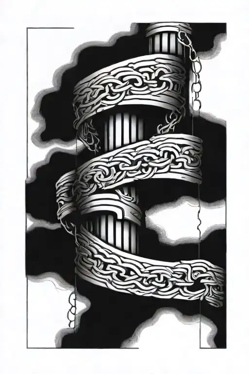 A Men Chain Down By Two Pillars