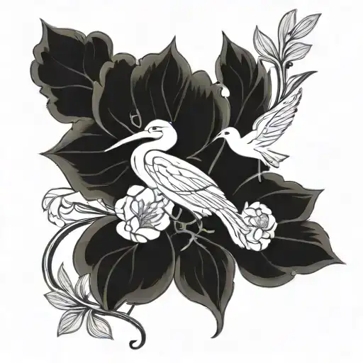 An Elegant Fleur-de-lis Design With Peonies And White Ibis Birds Intertwined