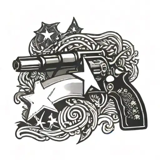 A Patriotic Texas Flag With A Silhouette Of A Gun Integrated Into The Design