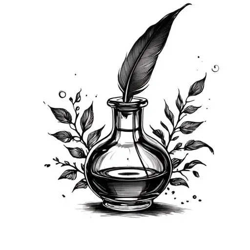 Quill Pen And Ink Bottle