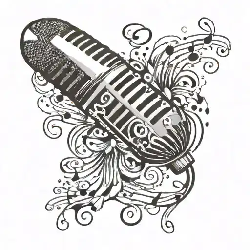 A Cartoon-style Microphone With Music Notes Swirling Around It