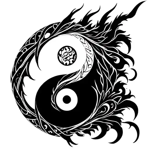 Ouroboros Dragon Yin Yang Symbol Tribal