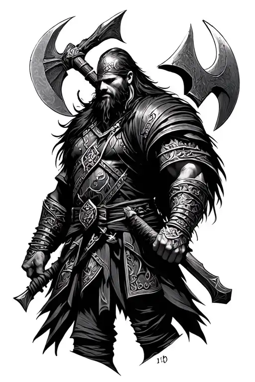 Warrior With Double Sided Axe