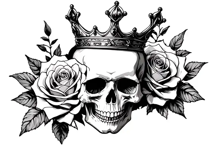 Rose Skull Wearing A Crown