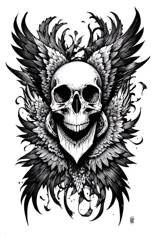 Blacked Out Bird Skull Arm Sleeve