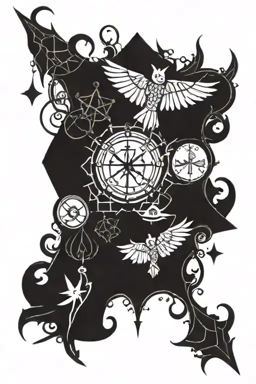 Gothic Collage Featuring Traditional Symbols