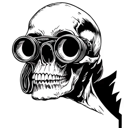 Side Profile Skull Looking Through Binoculars