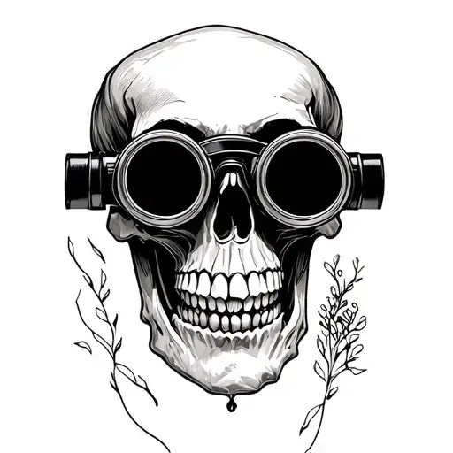 Side Profile Skull Looking Through Binoculars