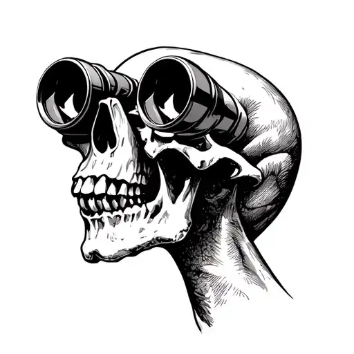 Side Profile Skull Looking Through Binoculars