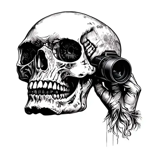 Side Profile Skull Looking Through Binoculars