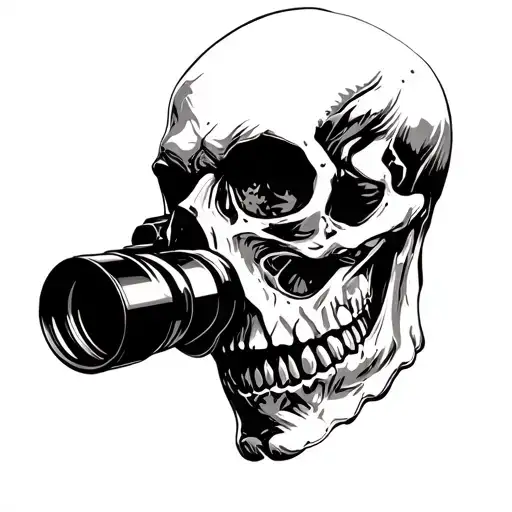 Side Profile Skull Looking Through Binoculars