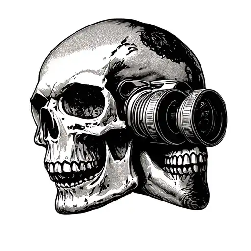 Side Profile Skull Looking Through Binoculars