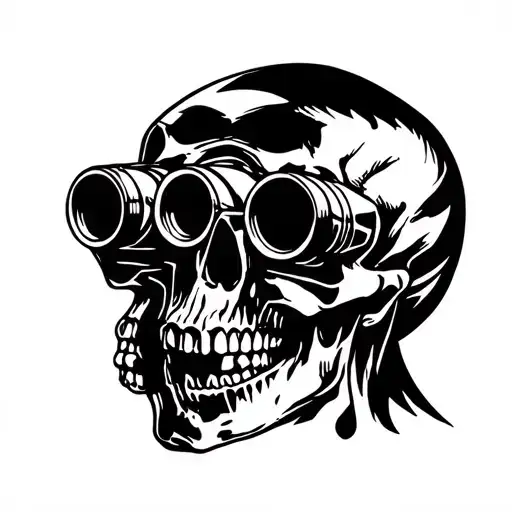 Side Profile Skull Looking Through Binoculars