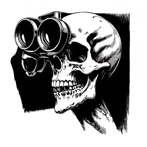 Side Profile Skull Looking Through Binoculars