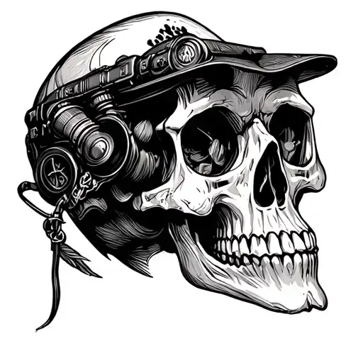 Side Profile Skull Looking Through Binoculars