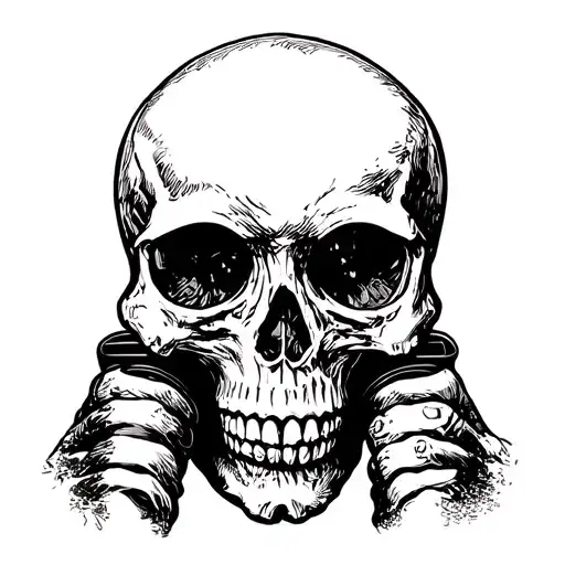 Side Profile Skull Looking Through Binoculars