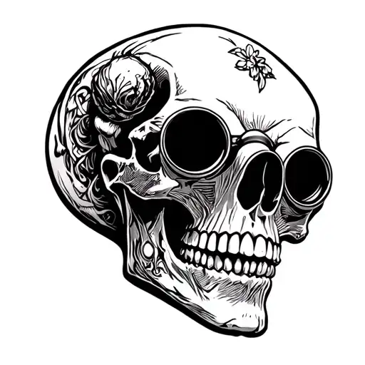 Side Profile Skull Looking Through Binoculars