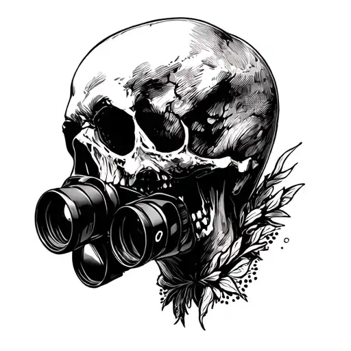 Side Profile Skull Looking Through Binoculars