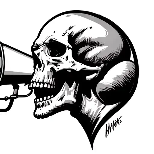 Side Profile Skull Yelling Into Megaphone