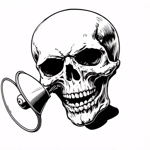 Side Profile Skull Yelling Into Megaphone