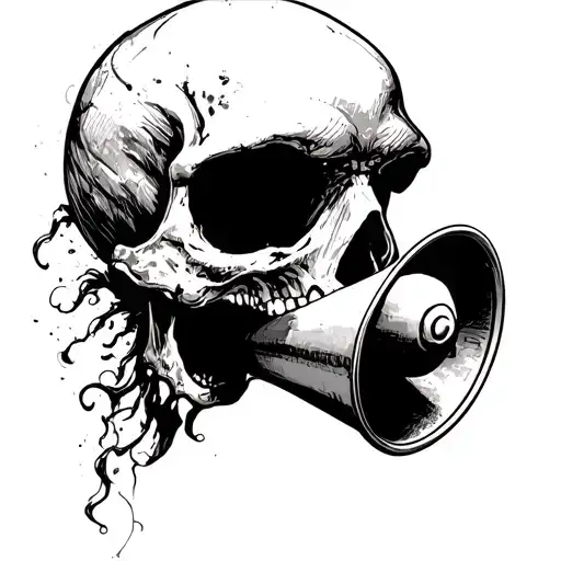 Side Profile Skull Yelling Into Megaphone