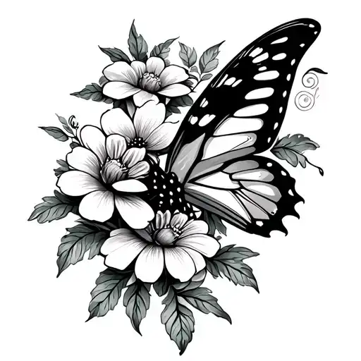 Butterfly With Flowers