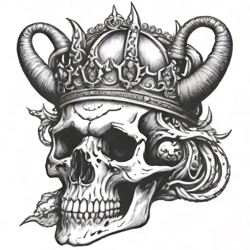 Horned Skull With Crown