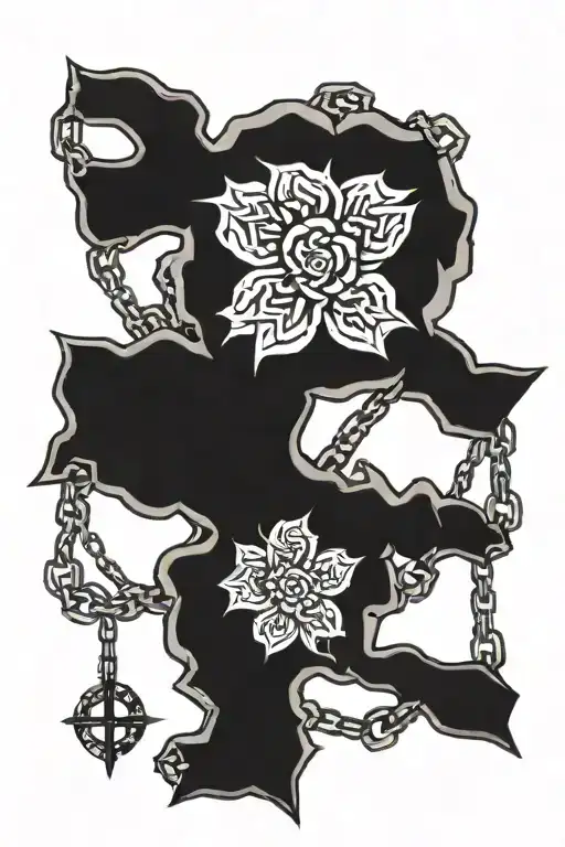 Gothic Chains And Flowers Viking Runes Engraved