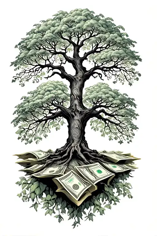 Mens Tattoo Featuring Family Tree Growing Money