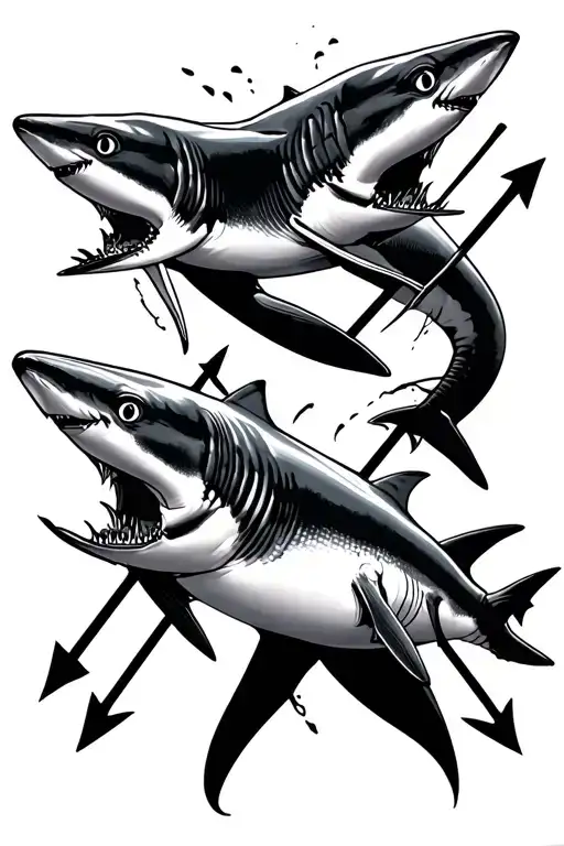 Sharks With Criss Cross Arrows Pointing