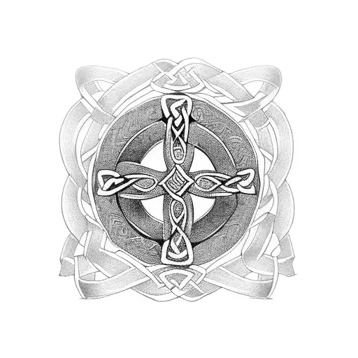 Celtic Cross With Pink Ribbon Wrapped Around It