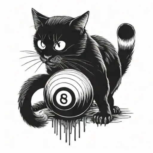 Cat With 8 Ball In Junji Into Style