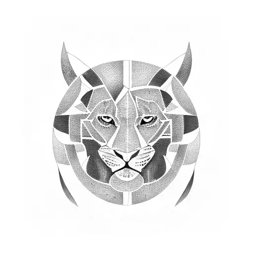 Black Jaguar Surrounded By Geometric Blackwork Patterns