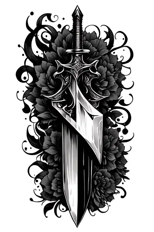 Big Cool Black Dagger On Forearm