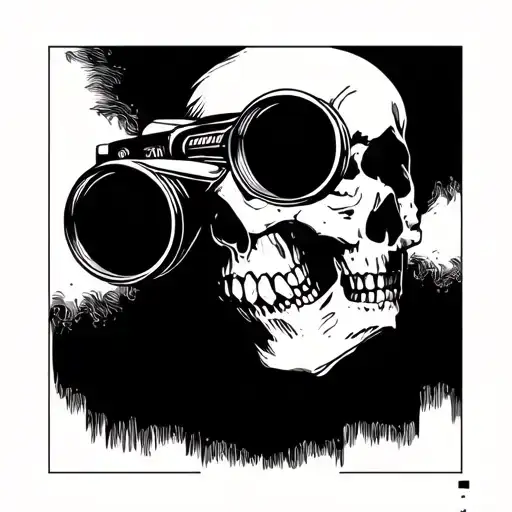 Side Profile Skull Looking Through Binoculars