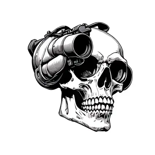Side Profile Skull Looking Through Binoculars