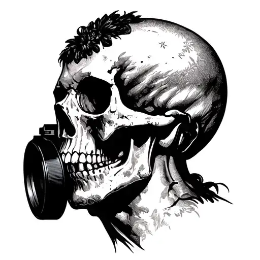 Side Profile Skull Looking Through Binoculars