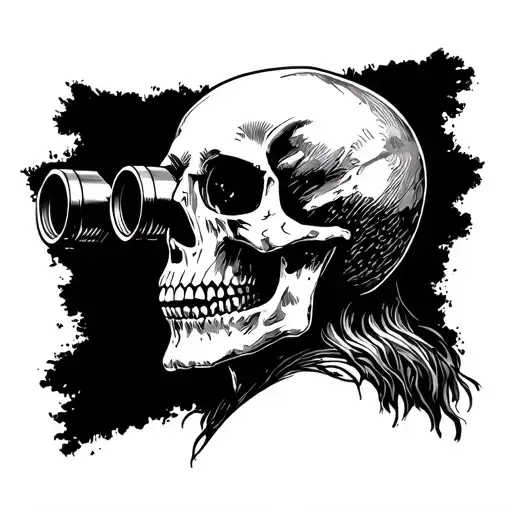 Side Profile Skull Looking Through Binoculars