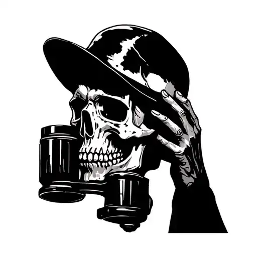Side Profile Skull Looking Through Binoculars