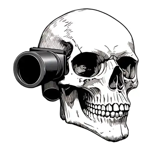 Side Profile Skull Looking Through Binoculars