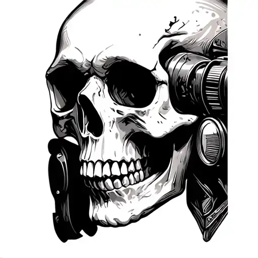 Side Profile Skull Looking Through Binoculars