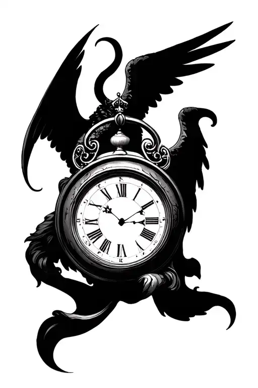 Make Me A Unique Tattoo Of An Angel Who Holds An Old Clock In Memory Of A Person