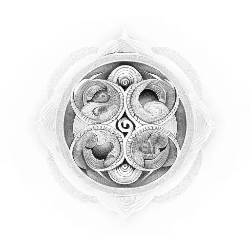 Yin Yang Wave With Twin Symbols In The Center